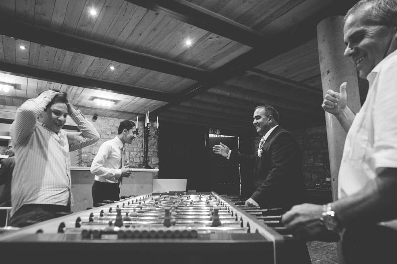wedding guests playing fussball