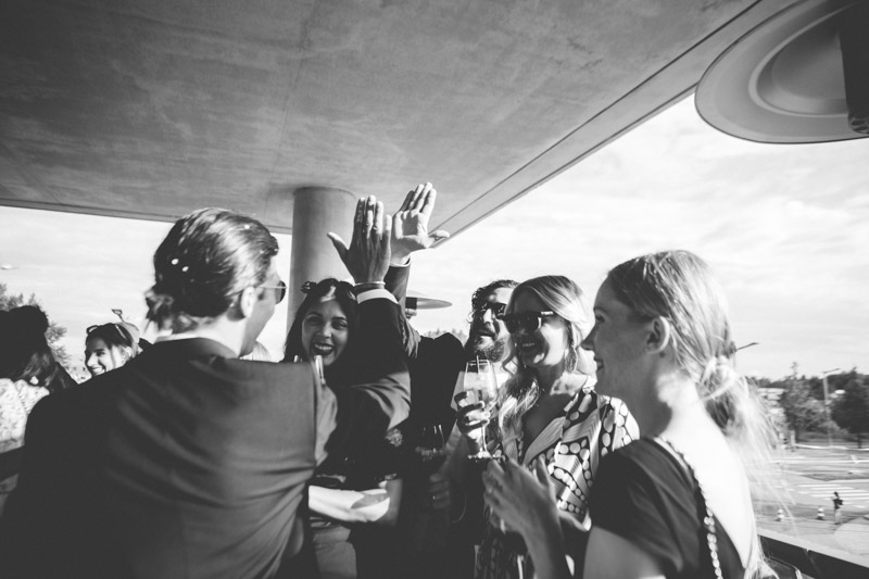 groom giving high five