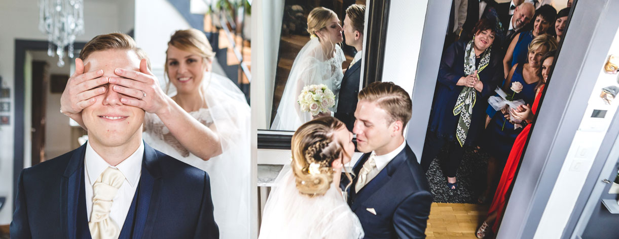 first look of the bride and groom